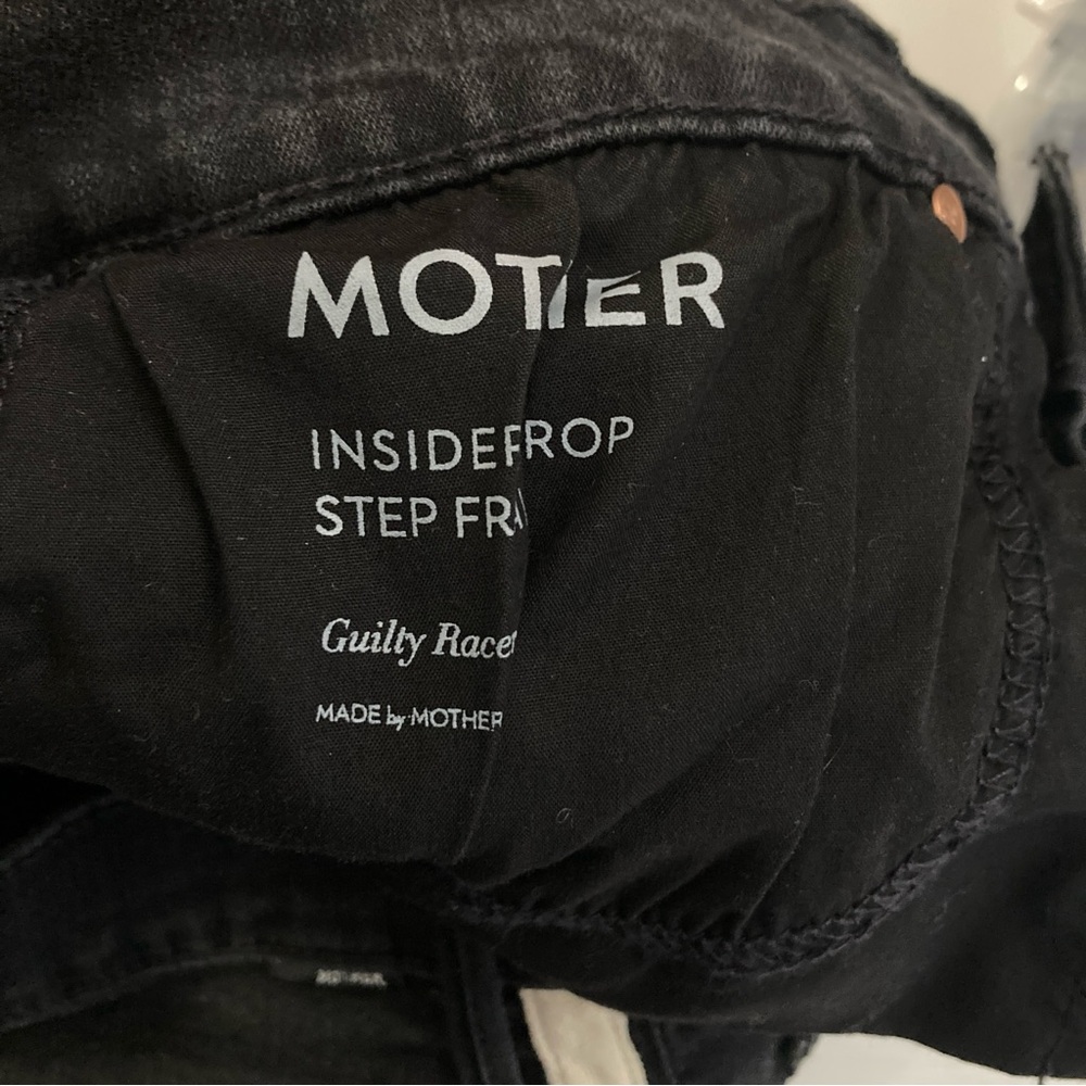 MOTHER The Insider Crop Step Fray Denim Jeans In Guilty Racer Size 30 Black - Picture 13 of 16